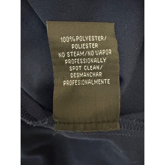 Navy Blue Chiffon Gold Embellished Tulip Tiered Dress Size 16 Wedding Evening - Picture 7 of 7